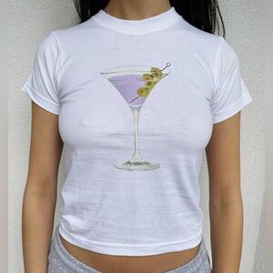 Classic White Women's Baby Tee with Lavender Dirty Martini Graphic